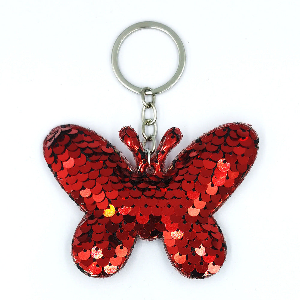 Wholesale Reflective Glossy Butterfly Sequin Bag Keychains